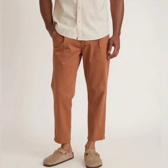Marine Layer Hudson Pant Relaxed Cropped Faded Chestnut NWT M - Picture 2 of 6